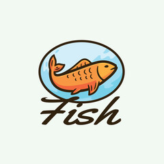 Fish cartoon mascot character logo design