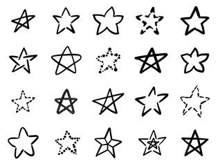 Obraz premium Collection of Various Star Doodle Illustrations