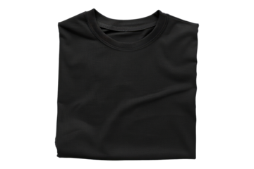 Black folded t shirt isolated on white background