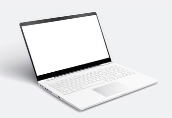 white screen laptop mockup isolated on white background.