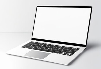 white screen laptop mockup isolated on white background.