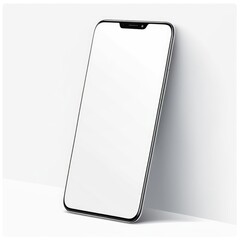 White screen smartphone mockup isolated on a white background.