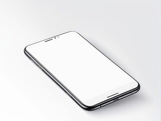White screen smartphone mockup isolated on a white background.