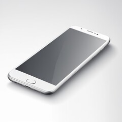 White screen smartphone mockup isolated on a white background.