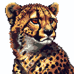Fototapeta premium Cheetah in Pixel style on white background