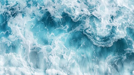 Obraz premium Captured from a stunning aerial view, the immense force and beauty of ocean waves in motion showcase the seas dynamic energy and natural magnificence, revealing a truly breathtaking sight