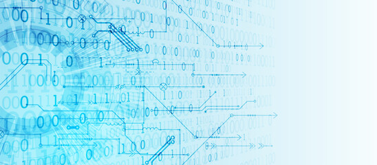 Scientific and technological concept with the use of technical elements formed in the shape of a circle.