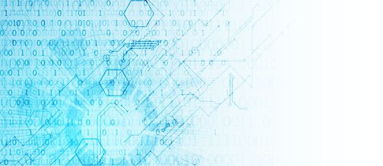 Scientific and technological concept with the use of technical elements formed in the shape of a circle.
