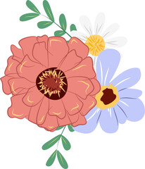 Flowers Illustration. Spring clipart. Wedding card ornament.