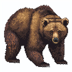 Bear in Pixel style on white background