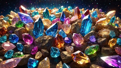 Obraz premium Colorful crystals background, perfect for various crystal-related projects