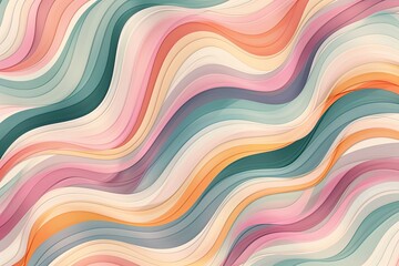 Curved, whimsical lines in soft colors, creating an abstract and cute background