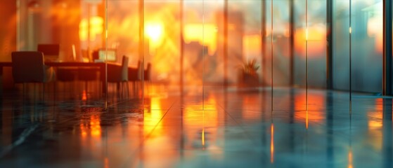 Beautiful blurred background image of a meeting room in a modern office with panoramic windows
