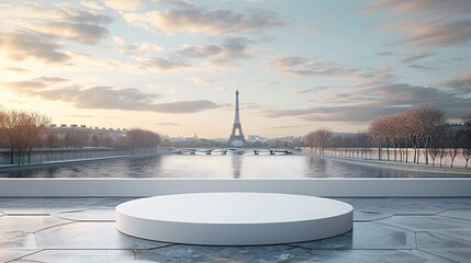 podium on Paris background