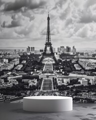 podium on Paris background