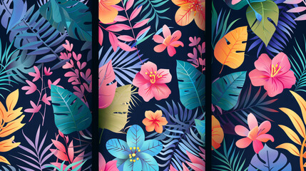 seamless floral pattern set Modern exotic design for paper