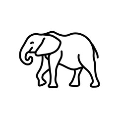 African Elephant Outline Icon, Vector illustration