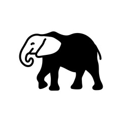 African Elephant Glyph Icon, Vector illustration