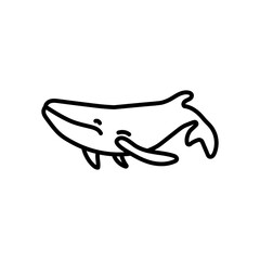 Blue Whale Outline Icon, Vector illustration