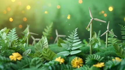 Innovative eco-friendly banner design for a green event, highlighting renewable energy sources