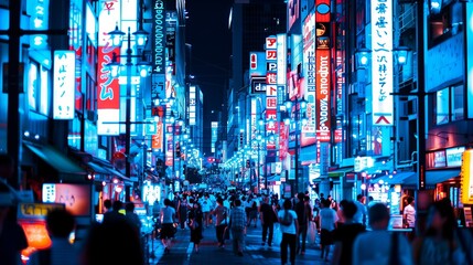 日本の夜の繁華街の街並み
