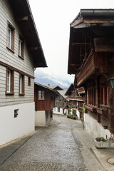 Fototapeta premium Brunngasse street, located in Brienz, Switzerland. This street was voted as the most beautiful in Europe.
