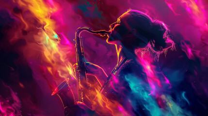 Woman with saxophone