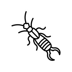 Earwig Outline Icon, Vector illustration