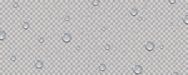 Rain transparent drops flow down the glass.Realistic wet condensation texture.Fresh water splash effect on the surface.Liquid spreading droplet shapes.
