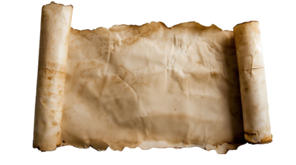 広げられた古代の巻物、背景透過切り抜き
