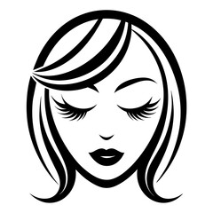 woman head logo vector silhouette illustration.