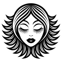woman head logo vector silhouette illustration.