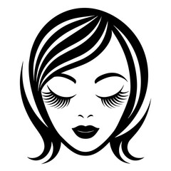 woman head logo vector silhouette illustration.