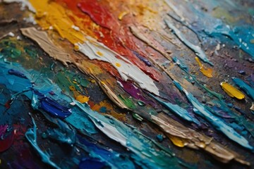 Colorful Abstract Oil Painting With Thick Strokes