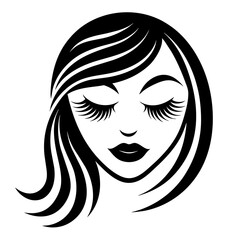 woman head logo vector silhouette illustration.