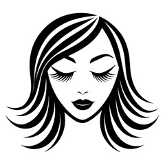 woman head logo vector silhouette illustration.