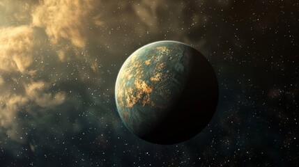 Obraz premium Approaching a distant planet suitable for life but without life on it after a long trip through space