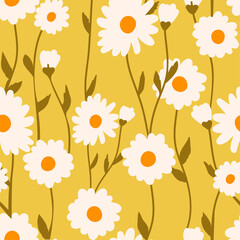 Hand-drawn floral seamless pattern design for fashion fabrics and textile prints, in vector illustration.