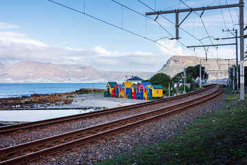 Kalk Bay village is located in the Western Cape of South Africa, with colourful beach huts