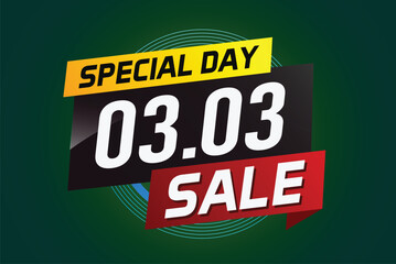 3.3 Special day sale word concept vector illustration with ribbon and 3d style for use landing page, template, ui, web, mobile app, poster, banner, flyer, background, gift card, coupon

