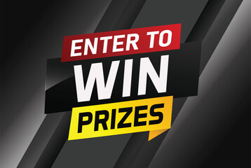 Enter to win prizes word concept vector illustration and 3d style for use landing page, template, ui, web, mobile app, poster, banner, flyer, background, gift card, coupon, wallpaper

