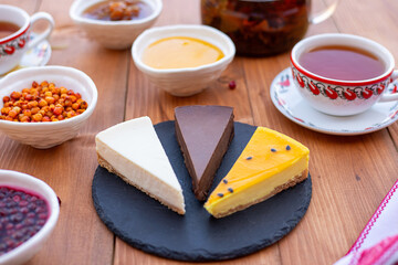 cheesecake, tea cake, dessert. place for text.