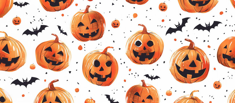 Halloween background with cheerful pumpkins, adding festive vibes to the scene