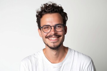 Obraz premium Happy casual man smiling isolated over a white background