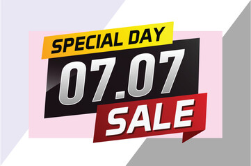 7.7 Special day sale word concept vector illustration with ribbon and 3d style for use landing page, template, ui, web, mobile app, poster, banner, flyer, background, gift card, coupon

