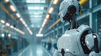 Fototapeta premium ai robot in factory automation robotic process automation for productivity 3d rendering
