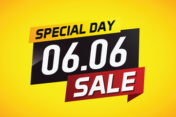 6.6 Special day sale word concept vector illustration with ribbon and 3d style for use landing page, template, ui, web, mobile app, poster, banner, flyer, background, gift card, coupon

