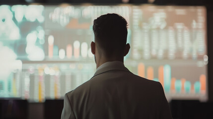 close-up, photo, of the back, professional business, people, are point, to explain, joint, project, in the office, using, economic, growth, charts, network, connectivity, accompany, data, in analyzing