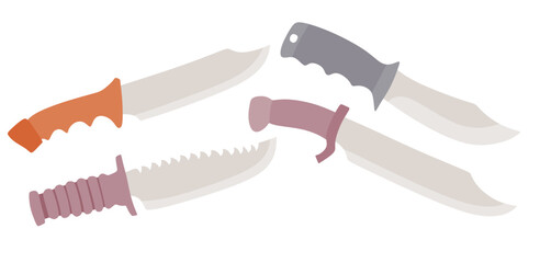 knives vector set cute cartoon style. 