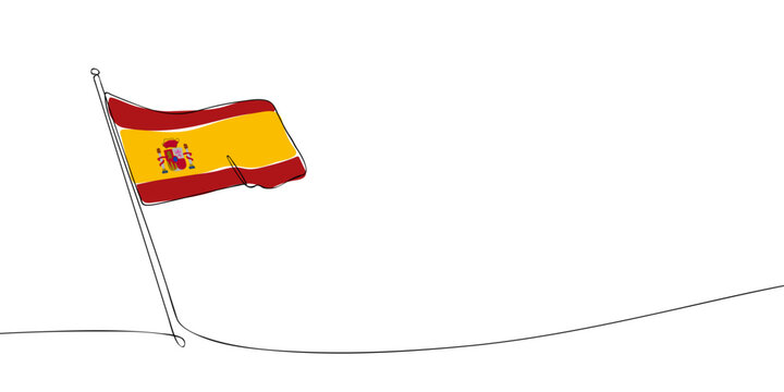 recommend clip art: A single line drawing of a Spain flag. Continuous line Kingdom of Spain icon. One line icon. Vector illustration